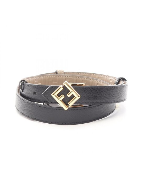 Fendi Belt FF Diamond Gold Reversible Black Beige Leather main image 4
